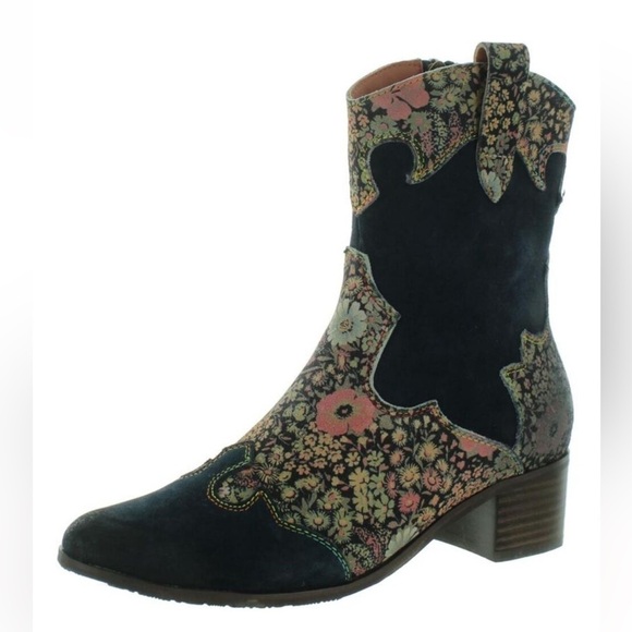 Spring Step L'Artiste Shoes - L'Artiste by Spring Step Lady Luck Shine Suede Boot Navy Multi Women 10.5 NWOB